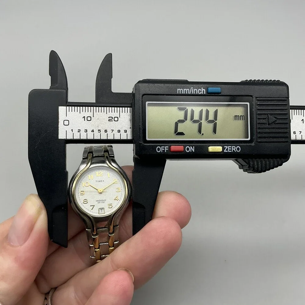 Timex Indiglo Womens Watch 24mm White Dial Two Tone Date New Battery 6.5